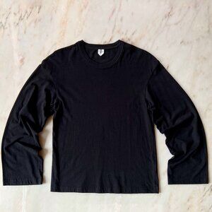 ARKET BLACK LONG SLEEVE CREW NECK COTTON T-SHIRT XS